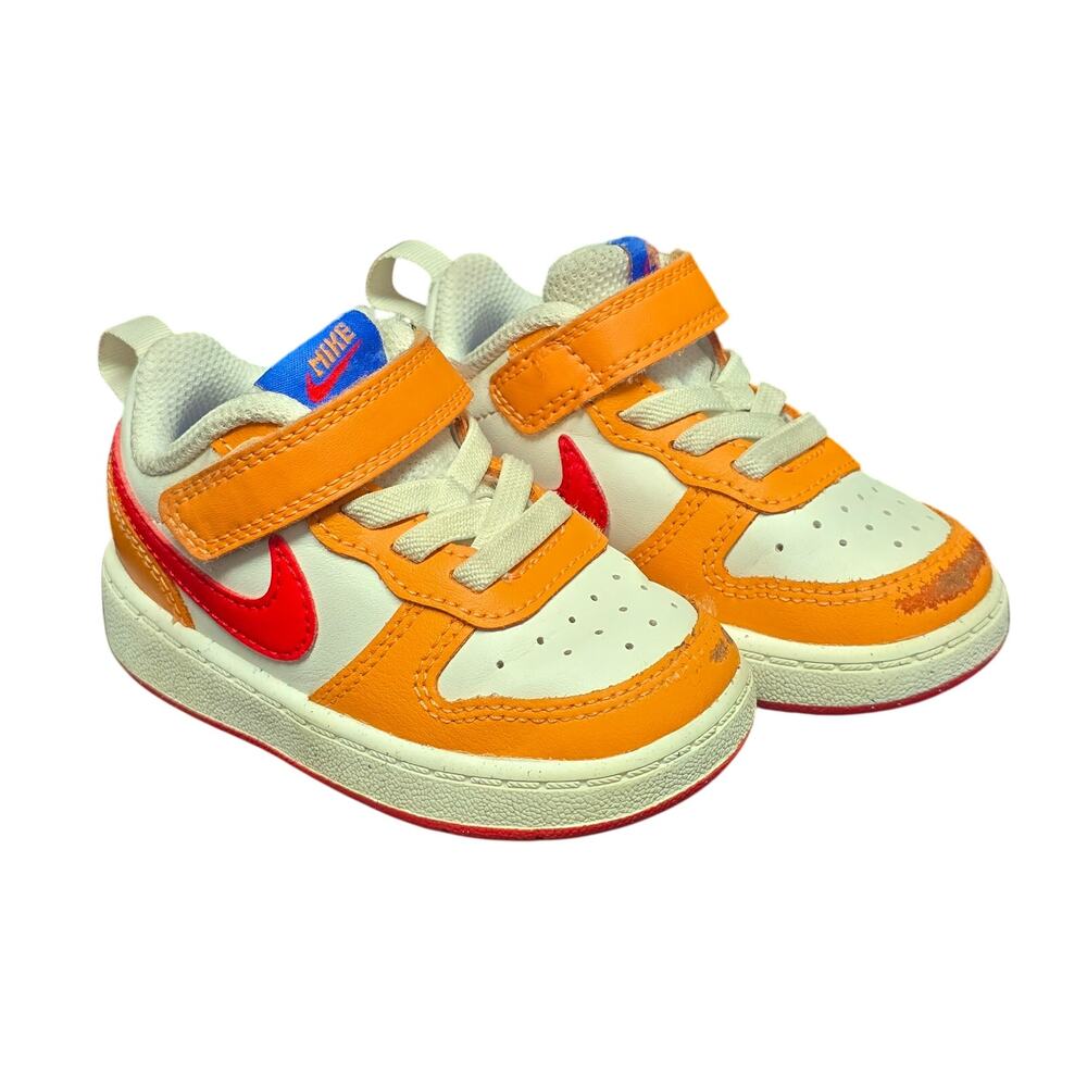 Nike Court Borough Low 2 Sail Hot Curry Toddler Sneakers Velcro Strap Shoes